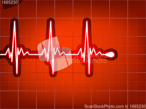 Image of Heart cardiogram with shadow on red. EPS 8