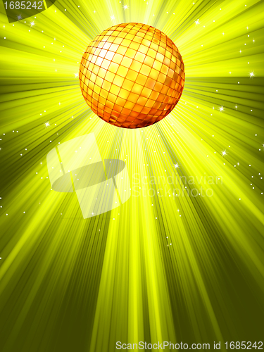 Image of Sparkling yelloe green disco gold ball. EPS 8