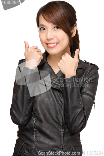 Image of woman with thumb up