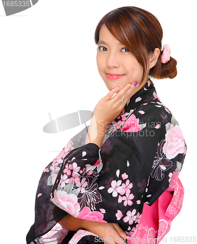 Image of young woman wearing Japanese kimono