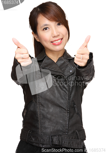 Image of woman with thumb up