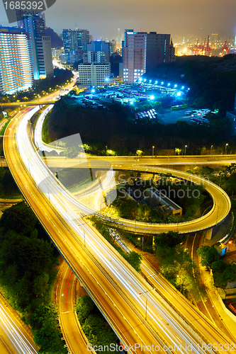 Image of Highway at night in modern city