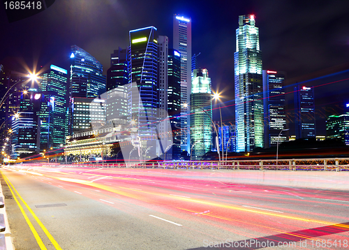 Image of Singapore at night with traffic road