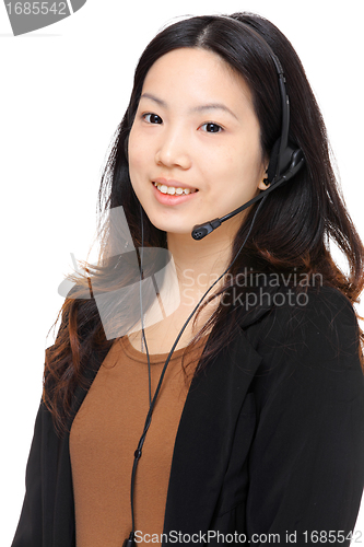 Image of asian woman wearing headset