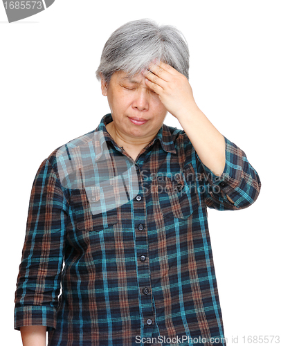 Image of mature asian woman with headache