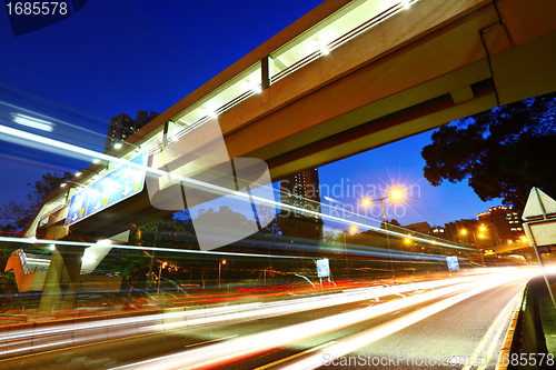 Image of urban city with car light