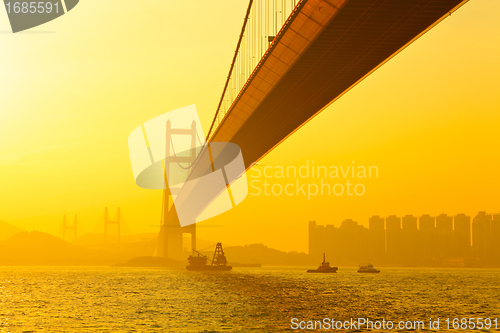 Image of tsing ma bridge in sunset