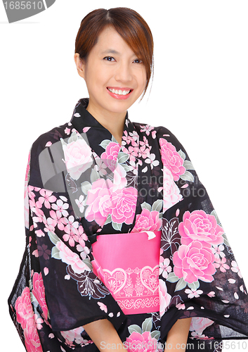 Image of young woman wearing Japanese kimono