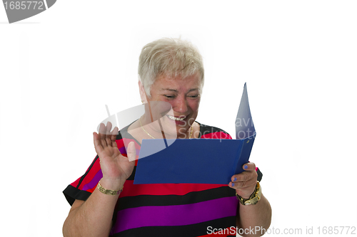 Image of Female senior looking  at statement of account