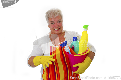 Image of Stressed senior housewife