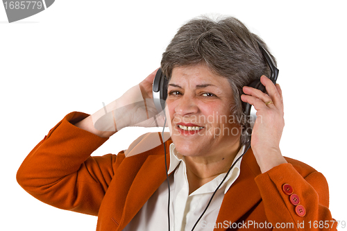 Image of Female senior with headphone