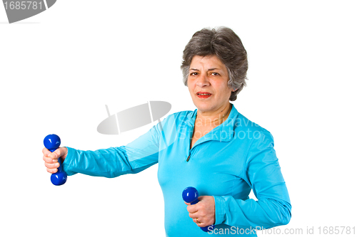 Image of Female senior with dumbbell