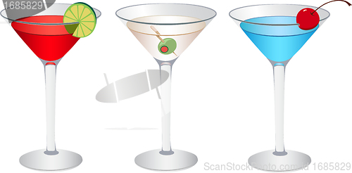 Image of Cosmopolitan, Martini and Betty blue