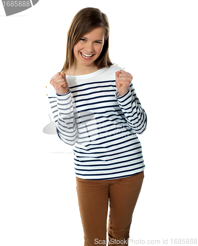 Image of Excited sweet smiling teenager