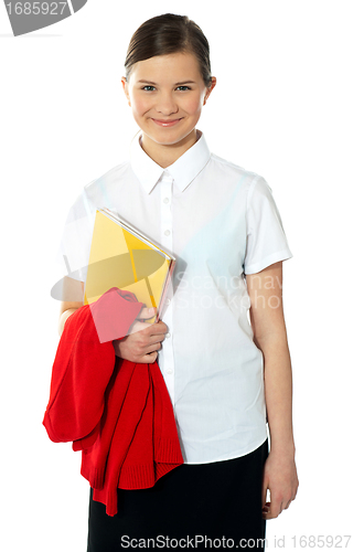 Image of Portrait of happy school girl, posing