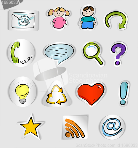Image of Hand drawn internet and web icons
