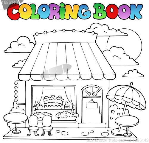 Image of Coloring book cartoon candy store