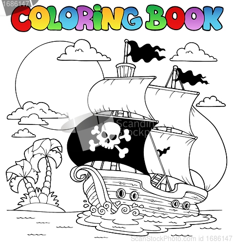 Image of Coloring book with pirate theme 7