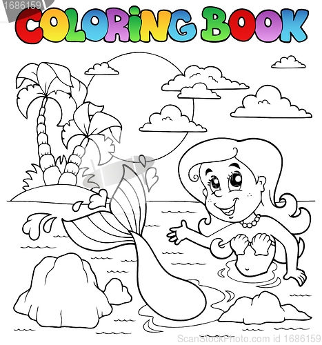 Image of Coloring book ocean and mermaid 2