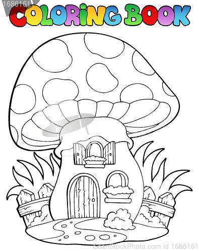 Image of Coloring book mushroom house