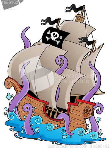 Image of Old pirate ship with tentacles