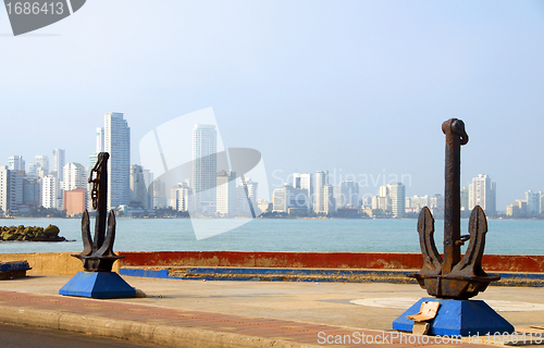 Image of anchors sculpture Caribbean Sea Cartagena Colombia South America