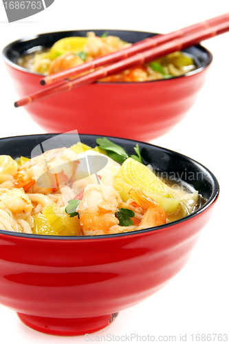 Image of Fish soup with shrimp. Chinese cuisine.