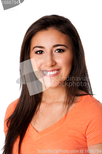 Image of Happy smiling teenager young woman
