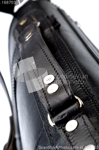 Image of hand made black leather bag