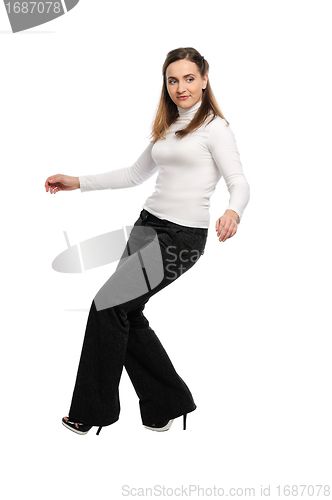 Image of Young woman stands