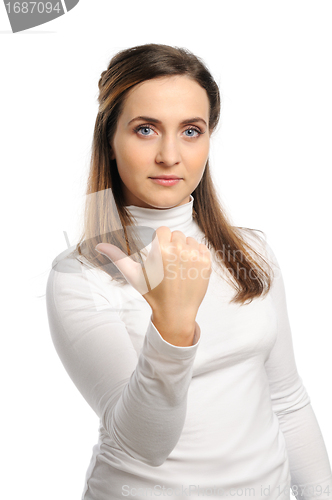 Image of Young girl shows one finger