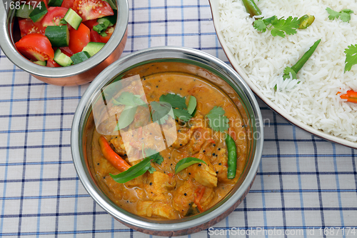 Image of Chicken curry serving bowls from above