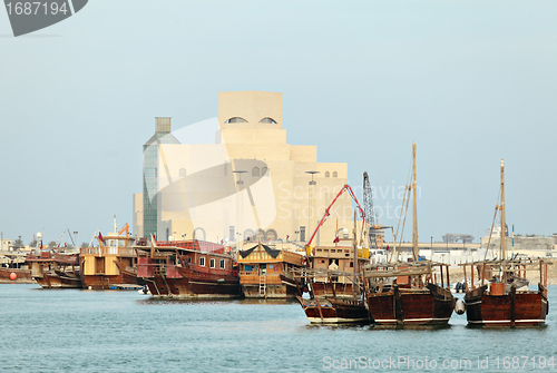 Image of Qatari dhows on display
