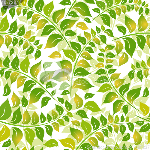 Image of Seamless white-green floral pattern