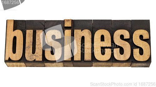 Image of business word in letterpress type