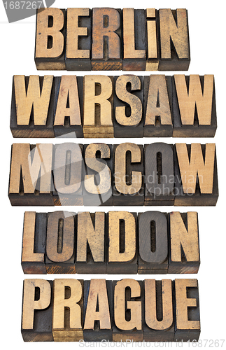 Image of Berlin, Warsaw, Moscow, London and Prague