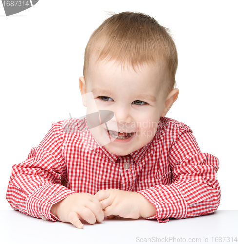 Image of Portrait of a cute cheerful little boy