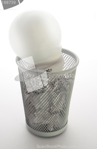 Image of Light bulb in trash bin