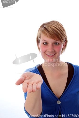 Image of Woman with Hand of Palm up
