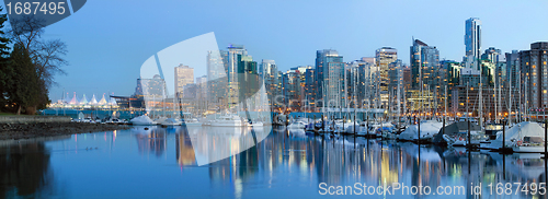 Image of Vancouver BC City Skyline at Dusk