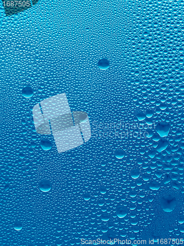 Image of natural water drops on glass