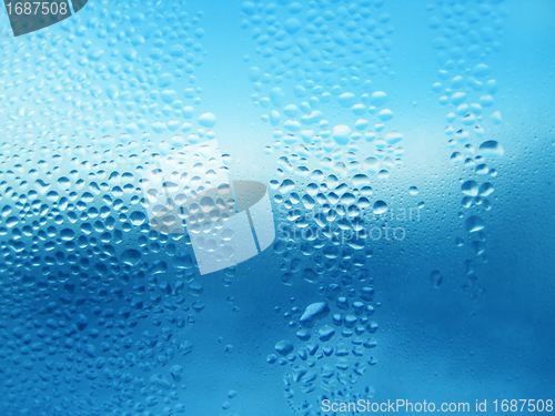 Image of natural water drops on glass