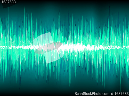 Image of Sound waves oscillating on blue. EPS 8