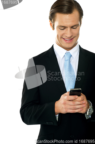 Image of Confident businessperson messaging
