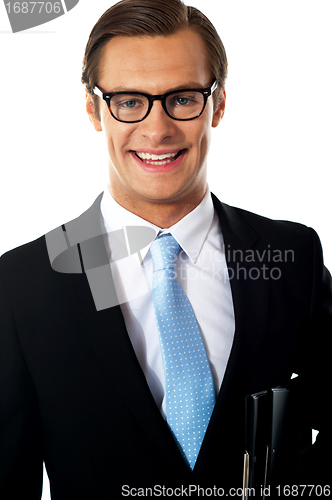 Image of Closeup of smiling corporate young man