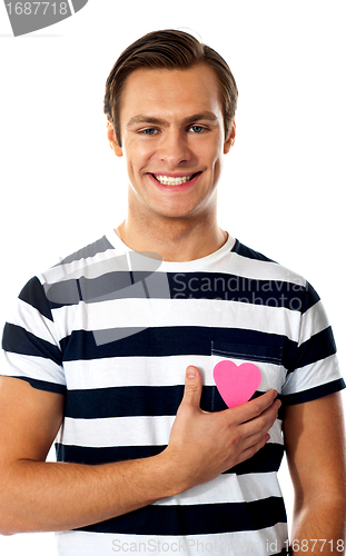Image of Casual man with a paper heart