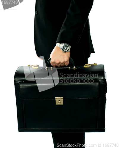 Image of Closeup shot of man holding briefcase