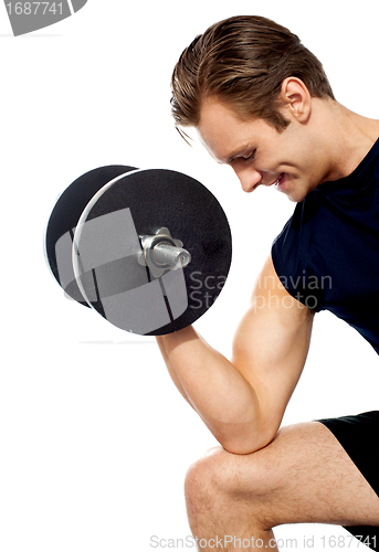 Image of Portrait of young fit trainer working out