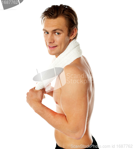Image of Handsome shirtless fit guy