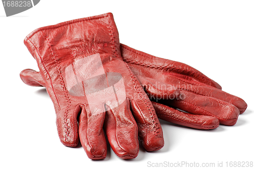 Image of Women's Red leather gloves